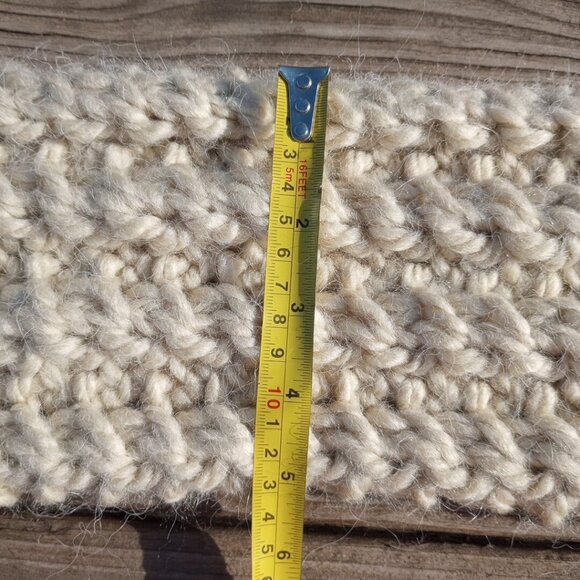 Womens Handmade Alpaca Beanie Hat and Scarf Set Beige Cable Knit Chunky Combo main image 2